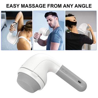 Handheld Neck Back Massager,  Shiatsu Percussion Massager for Neck, Back, 8 Massage Heads, 6 Modes for Men & Women, White