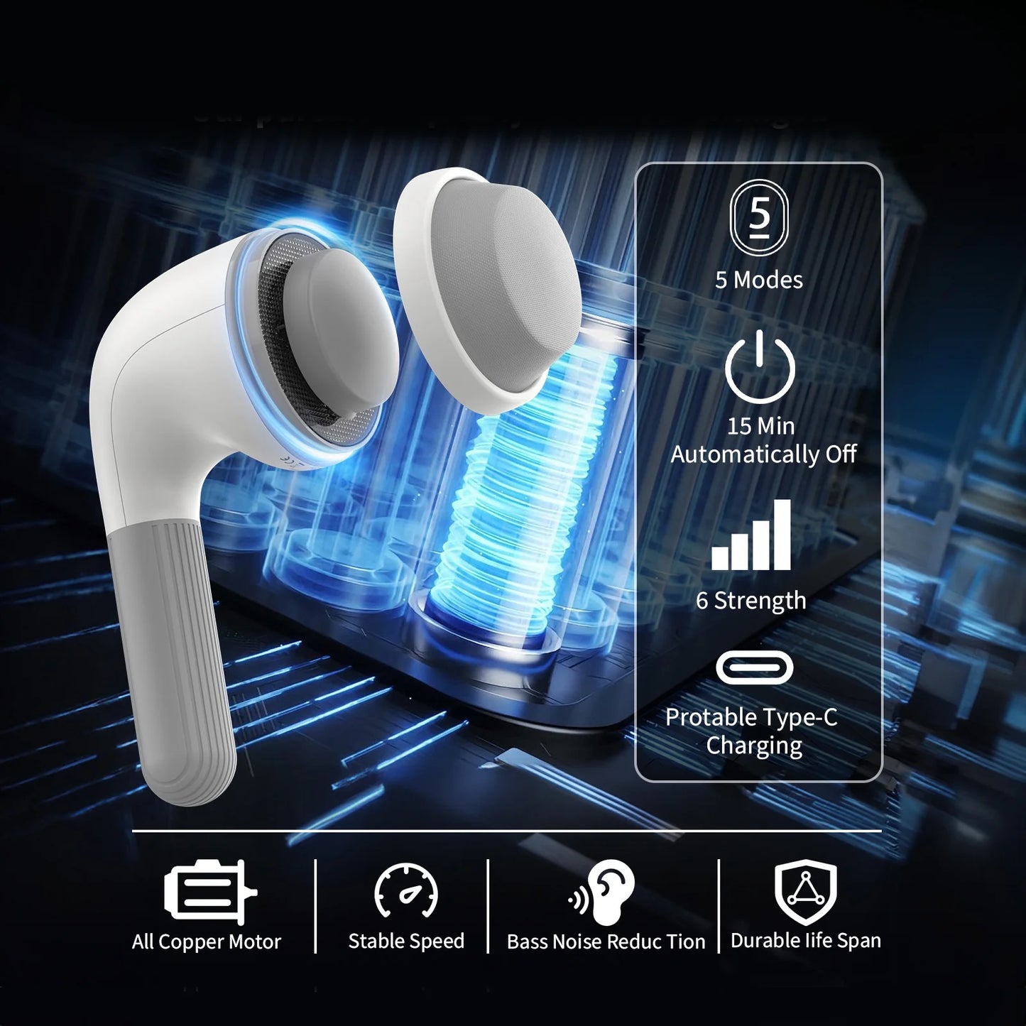 Handheld Neck Back Massager,  Shiatsu Percussion Massager for Neck, Back, 8 Massage Heads, 6 Modes for Men & Women, White