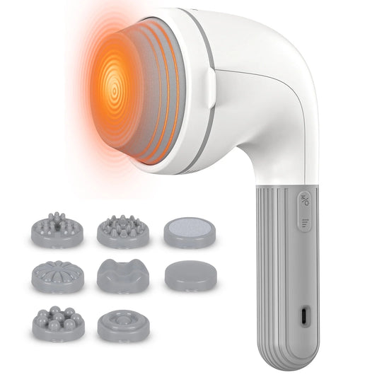 Handheld Neck Back Massager,  Shiatsu Percussion Massager for Neck, Back, 8 Massage Heads, 6 Modes for Men & Women, White